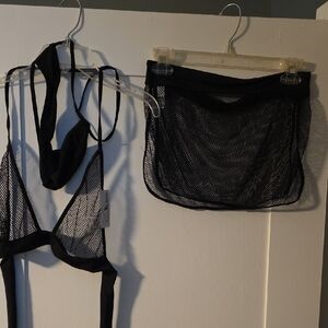 Elegant Black Mesh Bra Set